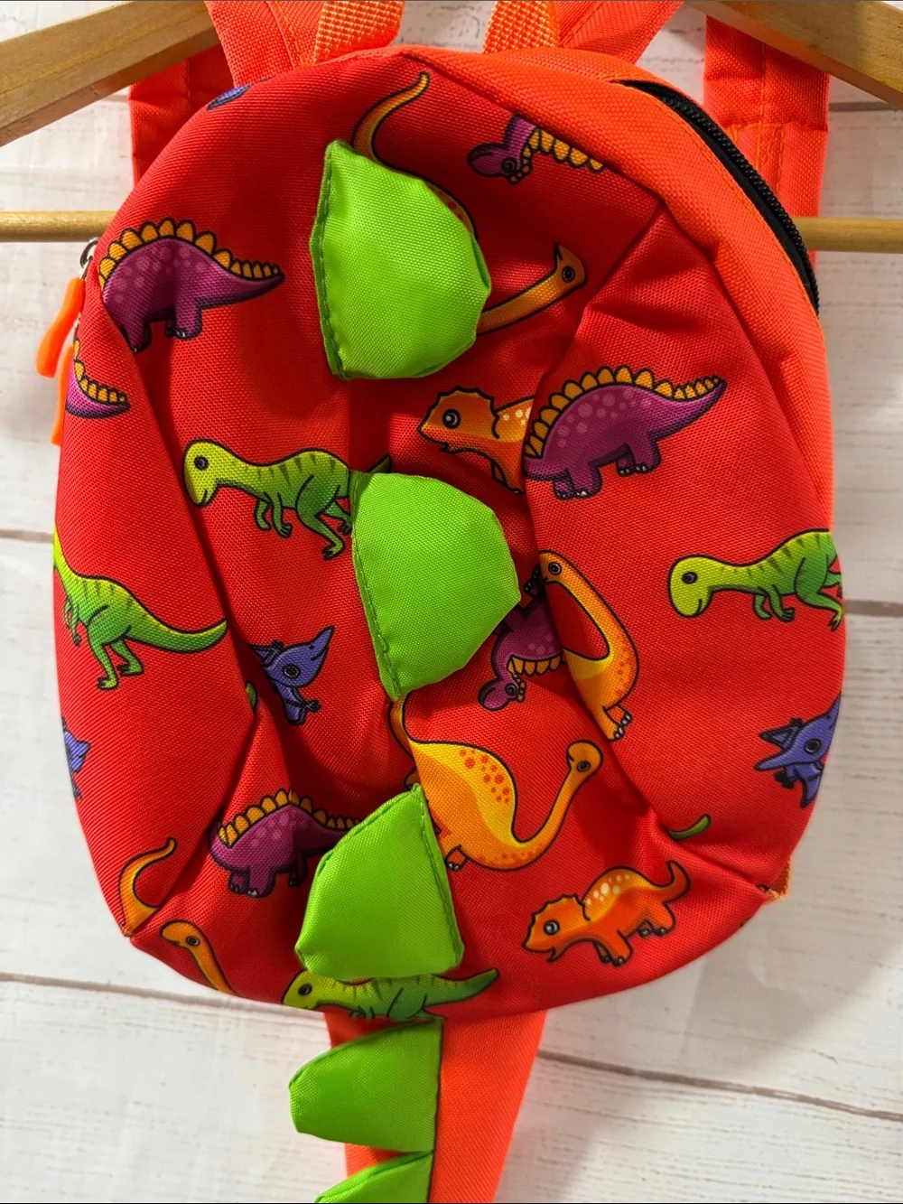 Kids Orange Dinosaur Backpack with Green Spikes - Cute School Bag